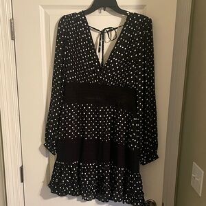 Elegant Black and White Polka Dot Dress